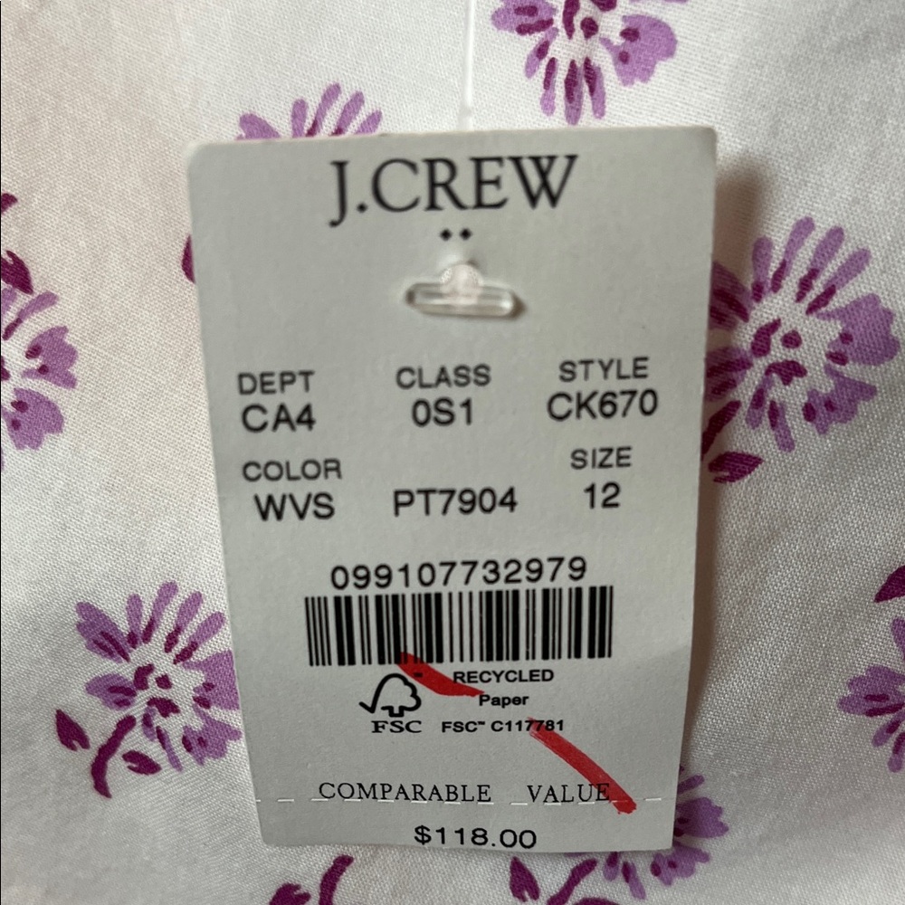 J. Crew Lavender Cotton Sz12 Asymmetrical Floral Ruffles Tiered Dress Cotton NWT - Picture 17 of 17